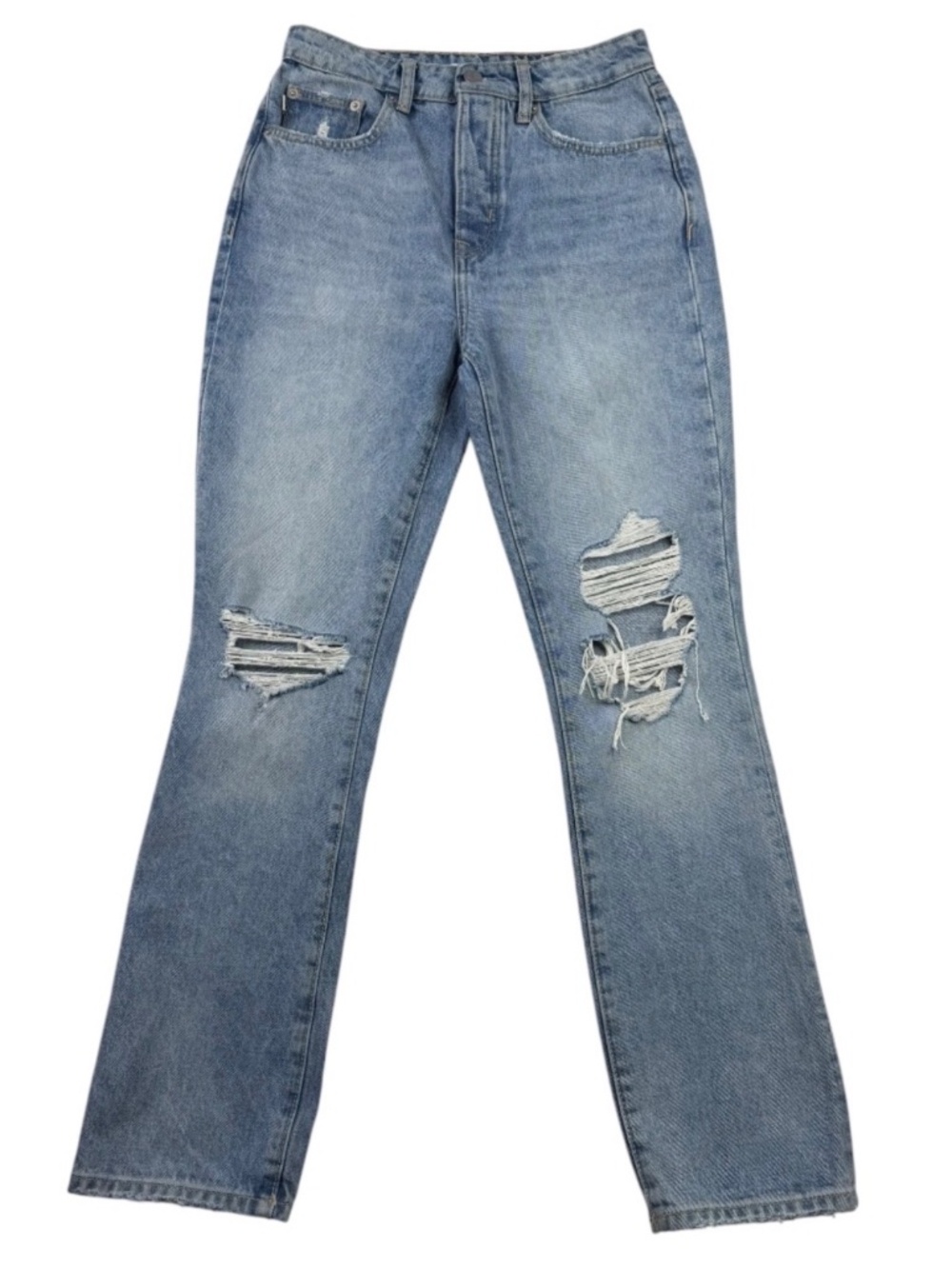 Lovers + Friends Robertson High Rise Rigid Straight Jeans Distressed Size 25
